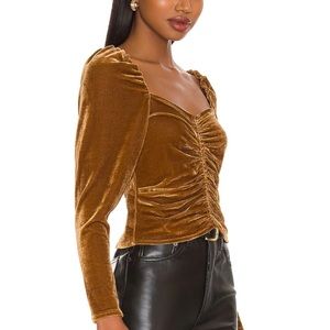Velvet ruched top in bronze